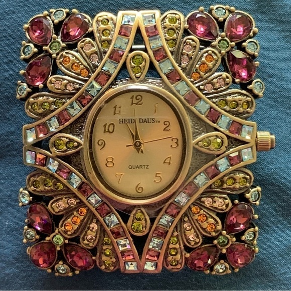 Heidi Daus Square Multicolor Swarovski Crystal Watch 2 Soft Leather Bands main image 7
